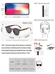 1副男女通用猫眼小框高品质个性简约时尚眼镜，适合派对、休闲、旅行、海滩、日常佩戴 - 玳瑁框黑灰片 - 查看 3