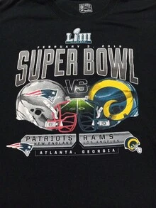 SuperS BowlS LIII 2019 Shirt Mens Extra Extra Large Black Colorful Big Graphic Tee - 黑色 - 查看 1