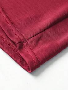 Men's Business Casual Slim Fit Long Sleeve Polo Shirt, Solid Color Collar Design, Suitable For Daily Wear And Business, Easter Polo Sports - Red - View 7