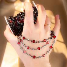 1m 6mm Red Glass Beaded Chain With Rhinestones, Copper Beaded Chain Suitable For DIY Gothic Style Clothing And Jewelry Necklaces, Bracelets - JTT1570 - View 8