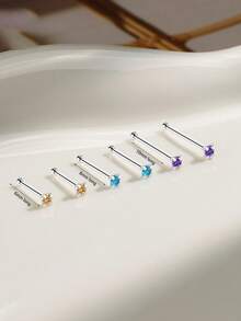 925 Sterling Silver Minimalist Elegant Small 4-Prong Women's Nose Stud - Single Nose Stud - View 7