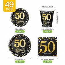 50th Birthday Star Themed Disposable Plates, Napkins, Cups Set, Serves 8 Guests, Suitable For Birthday, Wedding, Party, Family Picnic - Multicolor - View 2