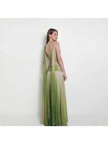 Summer New Temperament Neck Sling Skirt Set Gradual Change Loose Dance Skirt - 綠色 - 查看 4