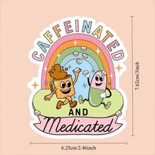 3英寸“咖啡因加药物”乙烯基贴纸。鼓励文字幽默彩虹趣味励志贴纸。适用于员工、经理和同事 | 完美的隔间装饰、工作搞笑礼物或激励提醒 | 防水耐用乙烯基材质，可用于笔记本电脑、水瓶、手机、行李箱、车窗等。您也可以将其粘贴在任何您想要的地方！ - 1pc - 查看 3