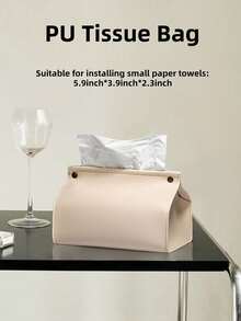 1/2pcs Leather Tissue Box Holder, Car Tissue Paper Dispenser - Beige - View 13