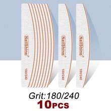 NailShine 3片/5片/10片/25片装专业指甲锉砂纸，加厚，80/100/150/180/240/320目，指甲锉抛光器，美甲打磨，半月形，青柠工具 - 彩色 - 查看 9