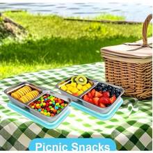 2Pcs Stainless Steel Snack Containers, Double Compartment With Lids, Dishwasher  For Travel Camping - 2Pcs - View 2