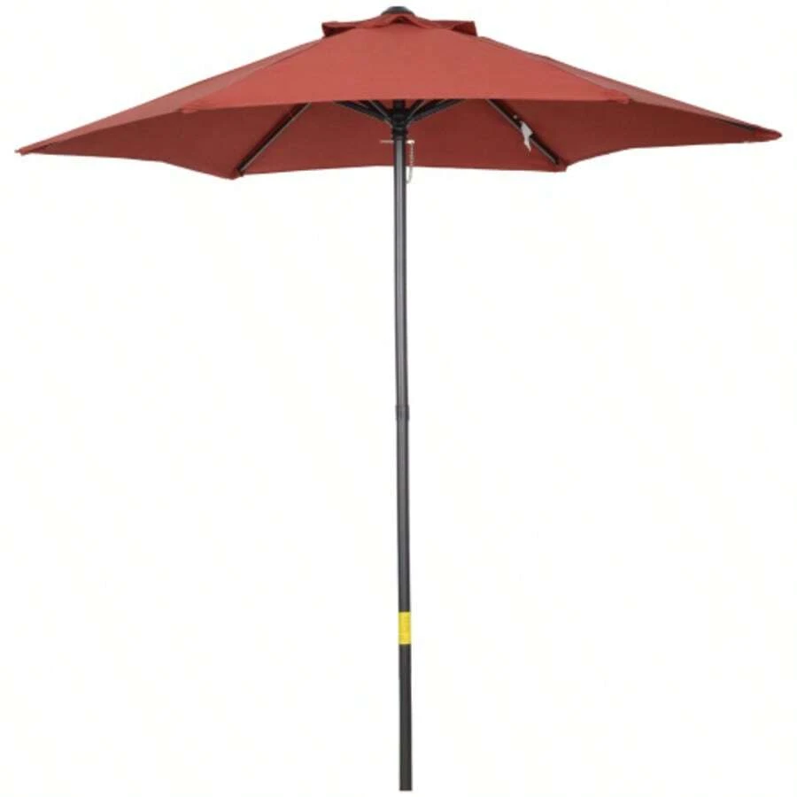 Parasol Ø196 Cm, Tiltable Rotating Parasol, Hexagonal Parasol For Balcony, Beach Or Garden, Wind Resistant, Crank Operated, Burgundy Red. - C - View 1