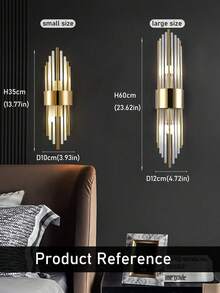 1 pieza/2 piezas Lámpara de pared moderna de oro/negra con cristal, base de acero inoxidable, Body de lámpara de cristal de alta calidad, adecuada para cafetería, sala de estar, dormitorio, villa, decoración de pared del hogar, accesorio de iluminación decorativa para habitación - Multicolor - Ver 11