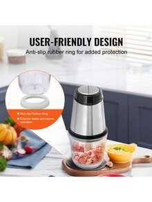 Procesador de alimentos, picadora de carne eléctrica con cuchillas de acero inoxidable de 4 aspas, recipiente de vidrio de 2,5 tazas, picadora eléctrica de 400 W, 2 velocidades para comida de bebé, carne, cebolla y verduras. - Tipo de Enchufe A USA (110-127V) - Ver 5