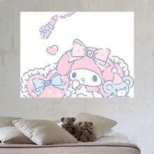 SANRIO 1 tấm tranh treo tường hình nhân vật hoạt hình dễ thương Melody và Lipstick, phong cách đáng yêu, trang trí phòng ngủ hình trái tim cho bé gái, phòng ký túc xá sinh viên, chất liệu nhung màu be nhạt đào, mềm mại và tinh tế. - Nhiều màu - Xem 5