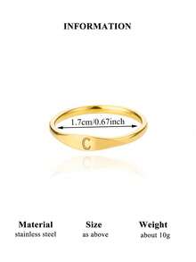 18K镀金不锈钢迷你字母戒指，简约字母婚礼首饰，优雅派对及节日配饰，送给妈妈/女儿/闺蜜的圣诞礼物 - 字母 - 查看 25