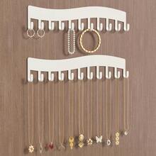 1pc Decorative Art Style Necklace Hook, White Wall Necklace Storage Rack, Wall-Mounted Jewelry Hanging Display Stand For Necklaces, Rings, Earrings, Bracelets - White - View 5