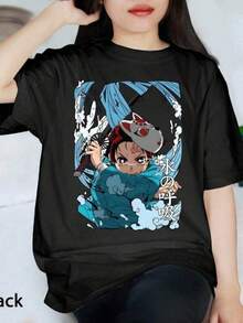 Men's Pure Cotton T-Shirt Kamado Tanjiro Demon Slay Shirt, Tanjiro Anime Kimetsu No Yaiba Shirt, Demon Anime Gift Men And Women T-Shirt,Unique Print Casual T-Shirt,Machine Washable SpringSummer Holiday Apparel Thanksgiving T Shirts,Pure Cotton T-Shirt, Suitable For Halloween, Parties And Daily Wear - 黑色 - 查看 8