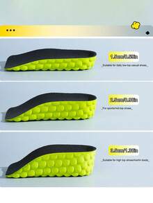 1双男女通用加厚舒适隐藏式鞋垫，高弹减震透气柔软半码鞋垫，适用于中帮、低帮休闲鞋、运动鞋和靴子。 - 黑面綠底 - 查看 8