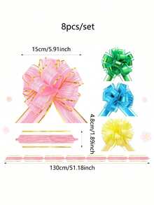 4/8/12 Pcs Large Pull Bows Ribbon Gift, Colorful Gift Wrapping Bows For Spring Presents Wedding Birthday Party Basket Holiday Decor - Multicolor - View 10