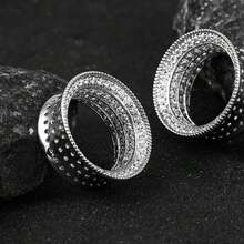 1pc Shiny Luxury Round Ear Gauge, Brass Material Ear Stretcher, Unisex, Gift, Party Body Piercing Jewelry - Round - View 11