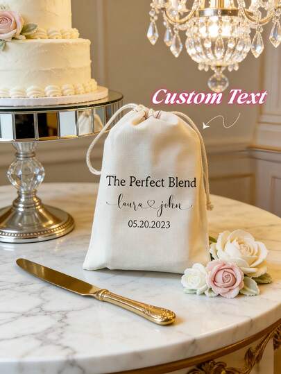 1pc Personalized Wedding Canvas Tote Bag With Custom Text, Perfect For Wedding Favors And Gifts