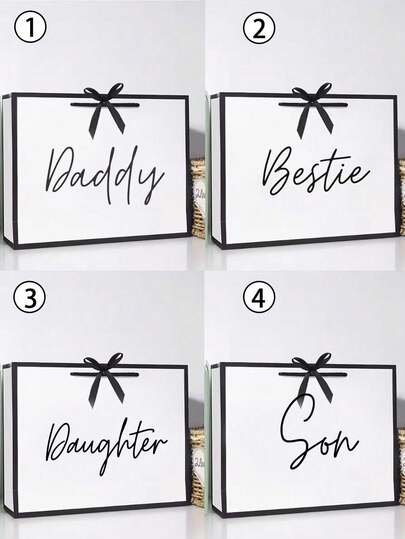 1pc Elegant "Bestie,Son,Daughter,Daddy" Gift Bag With Black Ribbon - Lightweight, Ideal Daughter Keepsake Gift Idea,For Bestie,Son,Daughter,Daddy,Foldable Paper Shopping Bag For Father's Day, Birthdays & More, Perfect For Thank You Occasions, Father's Day Gift Bag | Elegant Gift Bag | Lightweight Bag, Gift Bags For Fathers Day,Friendship Gifts For Women