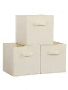 3/1 pieza Caja de almacenamiento cuadrada de tela no tejida de colores, organizador de ropa plegable, solución de almacenamiento multifuncional - multicolor - Ver 25