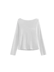 New Design Criss-Cross Long Sleeve Casual Pullover Top For Women Spring White - White - View 5