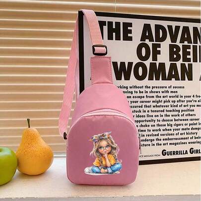 迷你女童蝴蝶印花可爱斜挎包、单肩包，适合日常使用、户外活动、旅行、徒步，便携易用，是理想的礼物之选，也是返校必备办公用品和情人节礼物。