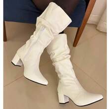 Women's Elegant Accordion Boots, High Shaft, Winter Fashion, Lirom, Comfortable Heel - 白色 - 查看 1