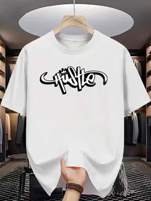 Hustle T-Shirt Unisex Men's And Women's Blouse 100% Cotton Premium Top Streetwear New Release Immediate Shipping Various Colors!! Plus Size - 白色 - 查看 1