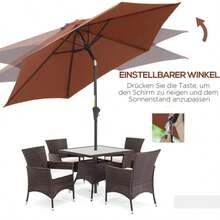 Crank-Operated Tilting Parasol, 2.7 M In Diameter, Aluminum And 180 G/M² Brown Polyester, Ideal For Garden And Terrace. - B - View 5