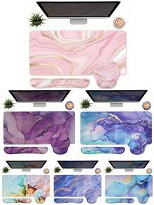 4-In-1 Gaming Mouse Pad Set With Wrist Rest, Including Mouse Pad, Desk Mat, Keyboard Wrist Rest, And Coaster, Ergonomic Design For Home, Office, Study, And Gaming - Multicolor - View 1