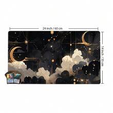 Black And Golden Celestial Playmat Magic Card Playmat Game Mat, TCG CCG YGO Card Games Mat, Compatible For Trading Card Game, Tabletop Gaming, Gaming Accessory, 24.0x14.0inch Non-Slip Rubber Deskpad Desk Mat For Keyboard And Mouse Mat - 長方形 - 查看 6