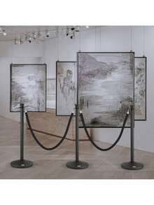 Stanchion Post With Velvet Rope, 6-Pack Crowd Control Stanchion With 6PCS 5FT Black Velvet Ropes, Carbon Steel Baking Painted Queue Barrier Line Divider & Fillable Plastic Base For Wedding Party - Black - View 9