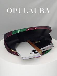 OpulAura 新款时尚闪亮鹦鹉图案水钻手拿包，欧美设计，亮丽夏日色彩，完美适合派对女孩、女士、新娘——适用于派对、婚礼、舞会、晚宴/宴会，可完美搭配婚纱、女士正式礼服、生日礼服。 - 紫色 - 查看 4