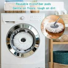 Dasijhdasd262a Compact Spin Mop And Bucket With Clean And Dirty Water System Floor Mop With 360° Swivel Wheels 61" Handle 6 Reusable Mop Heads For For Wood Tile Vinyl Baseboards- Blue/Yellow - Xanh lamVàng - Xem 6