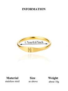 18K镀金不锈钢迷你字母戒指，简约字母婚礼首饰，优雅派对及节日配饰，送给妈妈/女儿/闺蜜的圣诞礼物 - 字母 - 查看 32