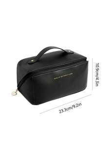 1PC Customized Women's Makeup Bag/Storage Bag With Customized Text And Month Flowers,Customized Waterproof PU Leather Cosmetic Bag, Large Capacity Dual Layer Makeup Bag With Compartments, Spacious Toiletry Bag With Divider, Makeup Organizer - Multicolor - View 8