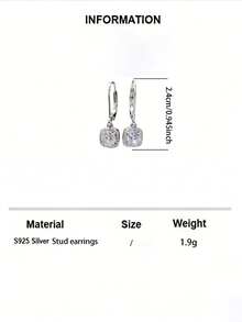 1 Pair S925 Sterling Silver Delicate Women's Micro-Inlaid Synthetic Zirconia Versatile Earrings, Elegant European And American Style Jewelry, Suitable For Engagement, Wedding, And Daily Wear - Silver - View 8