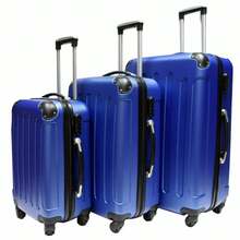 Hard Shell 4 Wheel Spinner Suitcase Cabin Carry On Luggage Trolley Case - Blue - View 1