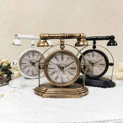 Vintage Demir Retro Boyalı Masa Saati, Dekoratif Masa Saati, Retro Ev Dekorasyon Saati, Oturma Odası Yatak Odası Ofis Dekorasyon Saati, Minimalist Moda Masa Saati, Sessiz Masa Saati Aksesuarı