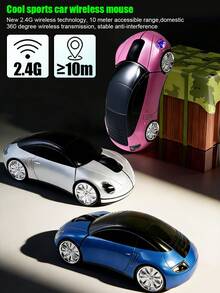 电池供电无线汽车造型鼠标，配备2.4G USB接收器，符合人体工学的光学鼠标，适用于笔记本电脑、Windows PC、办公室和家庭使用。 - 彩色 - 查看 1