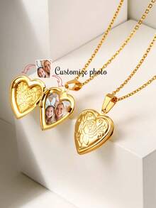 1 hộp quà trang sức bằng thép không gỉ với khung ảnh cá nhân hóa, món quà tuyệt vời nhất dành cho phụ nữ, bà, mẹ, nhân Ngày của Mẹ, Ngày Valentine, sinh nhật, kỷ niệm, tốt nghiệp, Giáng sinh, gia đình, bạn bè và bạn học. - Phong cách 4 - Xem 3