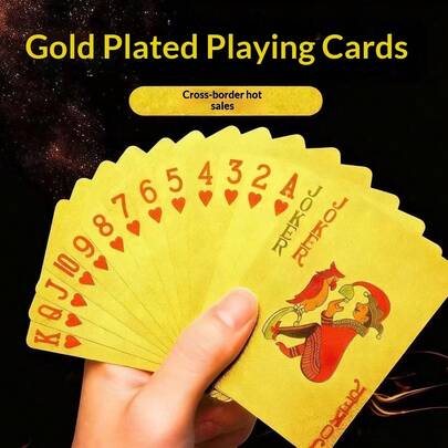 金箔镶嵌美元网格图案 - 哑光耐用特殊用途扑克牌，节日、派对和互动游戏的完美礼物