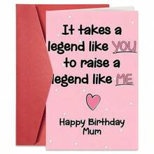 1张“甜蜜传奇妈妈”生日贺卡（含信封）——“只有像您这样的传奇人物才能培养出像我这样的传奇人物”趣味祝福语，完美妈妈生日礼物，感恩贺卡 - 彩色 - 查看 8