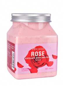 Exfoliante corporal de frutas vegetales de 500 g para limpieza profunda, exfoliación y suavizado de la piel; exfoliante de sales de baño - Rose - Ver 9