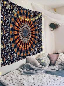 1pc Bohemian Mandala Pattern Tapestry, Large Size Decorative Hanging Cloth, Home Decor, Holiday Gift, Party Decoration, Live Streaming Background, Suitable For Living Room And Hotel, With Installation Bag (Accessories Included) - Multicolor - View 8