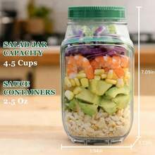 [Limited-Time Giveaway] Side-Opening Salad Jar, Mason Jar-Style Lunch Box, Perfect For Meal Prep; Leak-Proof, Airtight Salad Shaker With A Sauce Compartment; Dishwasher Ideal For The Office And Travel - 彩色 - 查看 6