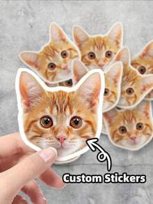 1-100pcs Stiker Foto Hewan Peliharaan Kustom, Stiker Nama Hewan Peliharaan yang Dipersonalisasi, Stiker Vinyl Tahan Air untuk Laptop, Botol Minum, Casing Ponsel, Dekorasi, Hadiah Dekoratif Multifungsi, Holografik Ajaib - beraneka warna - View 2