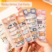 1 Set Of Approx. 180pcs Cute Cartoon Cat Shaped Sticky Notes, Small Memo Pads Suitable For Office, School, Diary - Unique Bookmarks Index Tabs - Multicolor - View 1