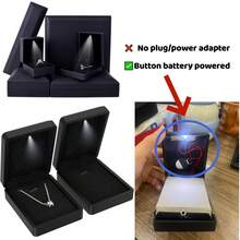 1个带LED灯的奢华手镯盒，也可作戒指盒、吊坠盒、优雅钻石手镯盒，适合独特求婚、订婚或结婚场合，长方形黑色天鹅绒内衬珠宝展示礼盒 - 紫色 - 查看 12