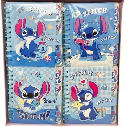 1pc/2pcs/4pcs Stitch Cartoon Themed Spiral Notebook, Cute Stitch Memo Pad, Kawaii Stitch Classified Divider Notebook, Student Prize, New Cute Cartoon Classified Spiral Notebook